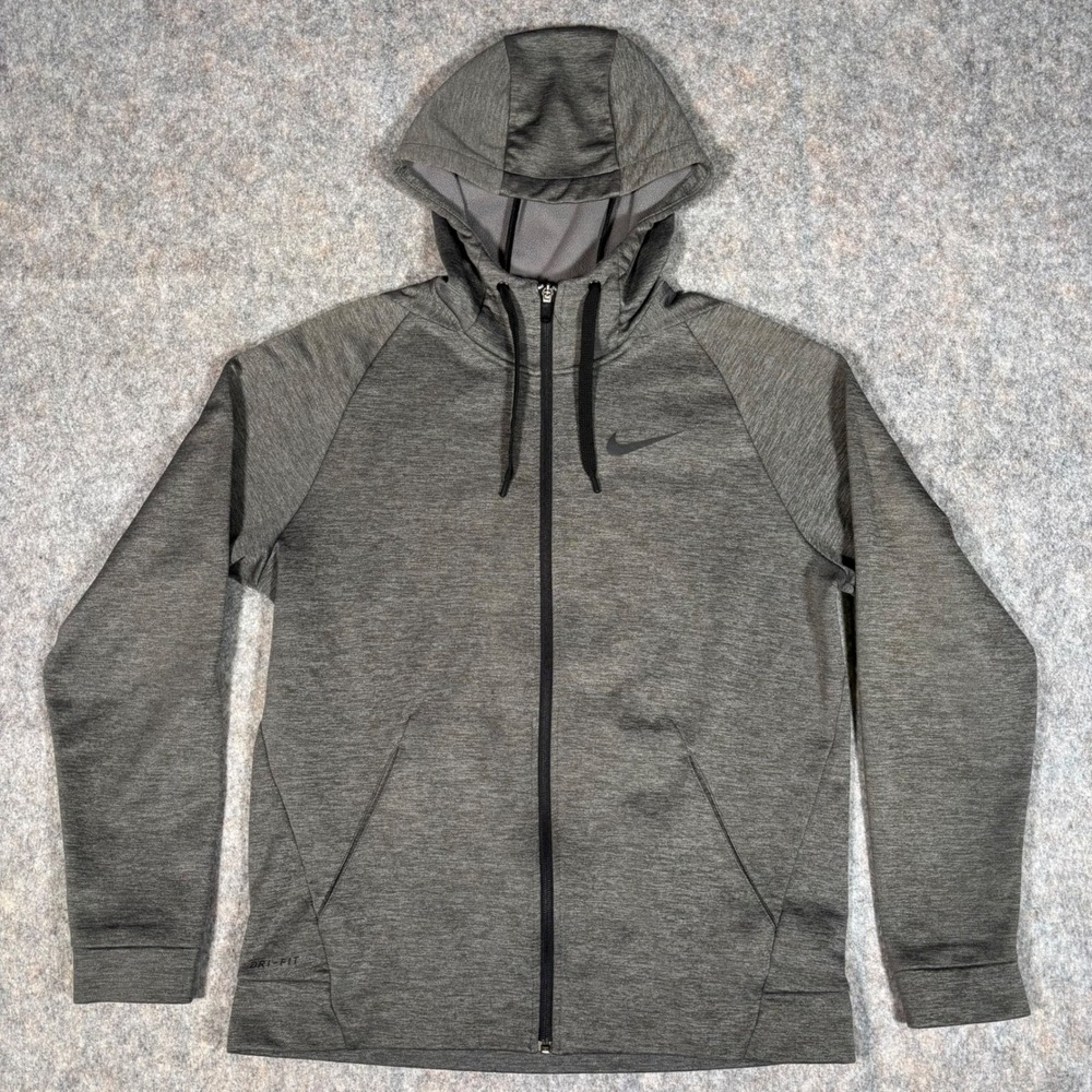Nike‎ Hoodie Mens M Dark Gray Dri Fit Full Zip Sweater Activewear NSW 931996 071